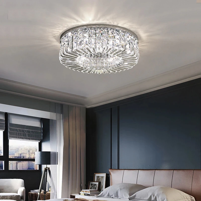 Imagem -02 - Ouro Led Ceiling Lights Crystal Room Lamp Quarto Sala de Estar Sala de Jantar Cozinha Decoração Corredor k9