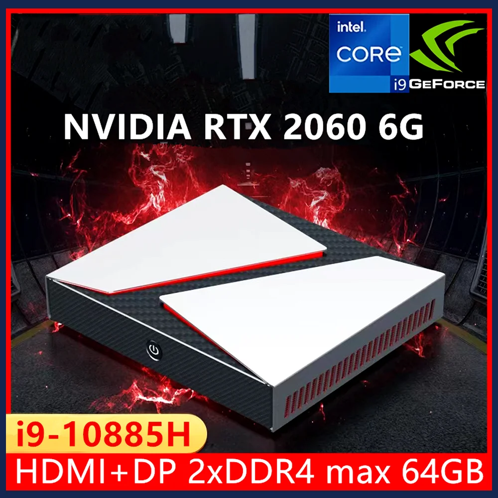 10thGen 게이밍 미니 PC 데스크탑 컴퓨터, 인텔 i9, 10885H, i7, 10870H, 엔비디아 RTX 2060, 6G, DDR4, NVMe, SSD, NUC, 윈도우 11, 4K, UHD, DP, WiFi