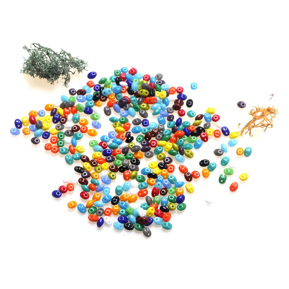 3x5mm 10G/Lot Import Colorfast Double Hole Pig Nose Glass Ceramic Bead Handmade DIY Bracelet/Necklace/Earrings Jewelry Making