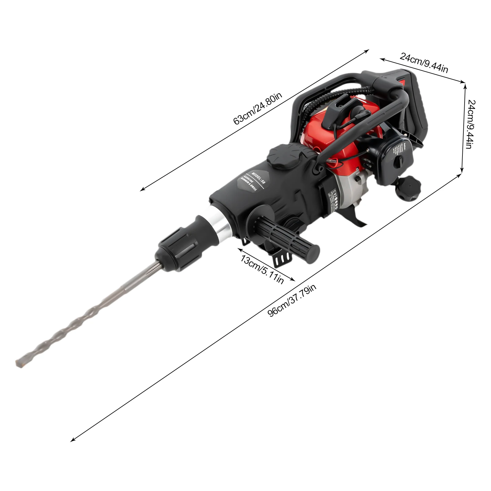 

Hammer Drilling Machine Black 1000W 26.5*9.8*9.7in W/ 3* Drills for Crushing, Chiseling, Digging, Grooving, Cutting