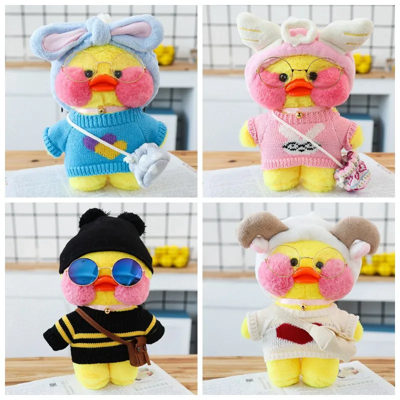 Cute Lalafanfan Cafe Yellow Ducks With Clothes Stuffed Soft Toy Soothing Toys Animal Dolls Pillow For Girls Birthday Gifts