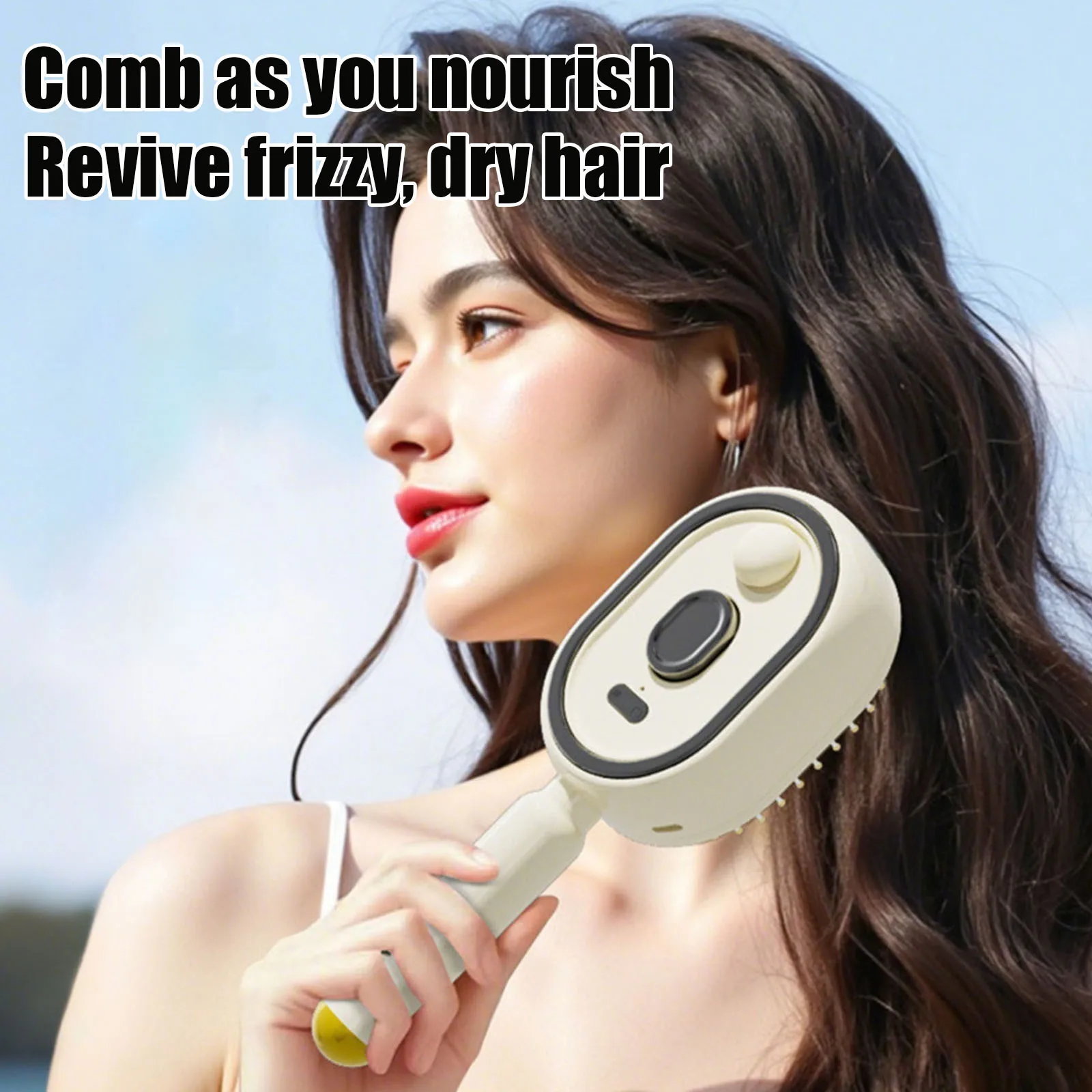 Electric Spray Air Cushions Massage Comb, USB-C Self-Cleaning Steam Essential Oil Atomizer, for Reduce Frizz & Fluffy Modeling
