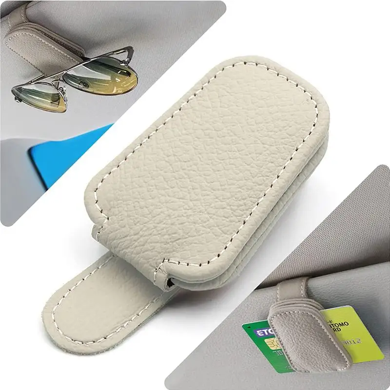 Car Glasses Holders Glasses Holders For Car Sun Visor Leather Sun Glasses Clip For Women Men Ticket Card Clip Eyeglasses Mount