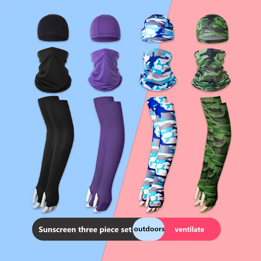 Dreiteiliges Set Sommer-Eisse ide Gesichts maske, Eis hülle Kopf bedeckung, Outdoor-Angeln, Sonnenschutz und UV-Schutz