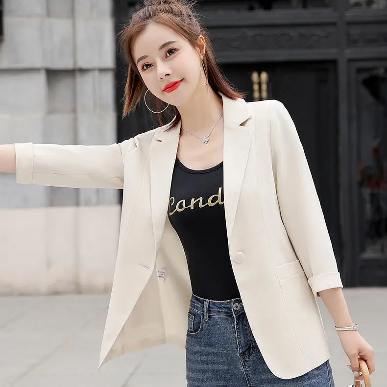 블레이저 젊은 여성 의류 흰색 반팔 유럽 미국 스타일 심플 더블 브레스티드 트위드 새틴 소매 프렌치