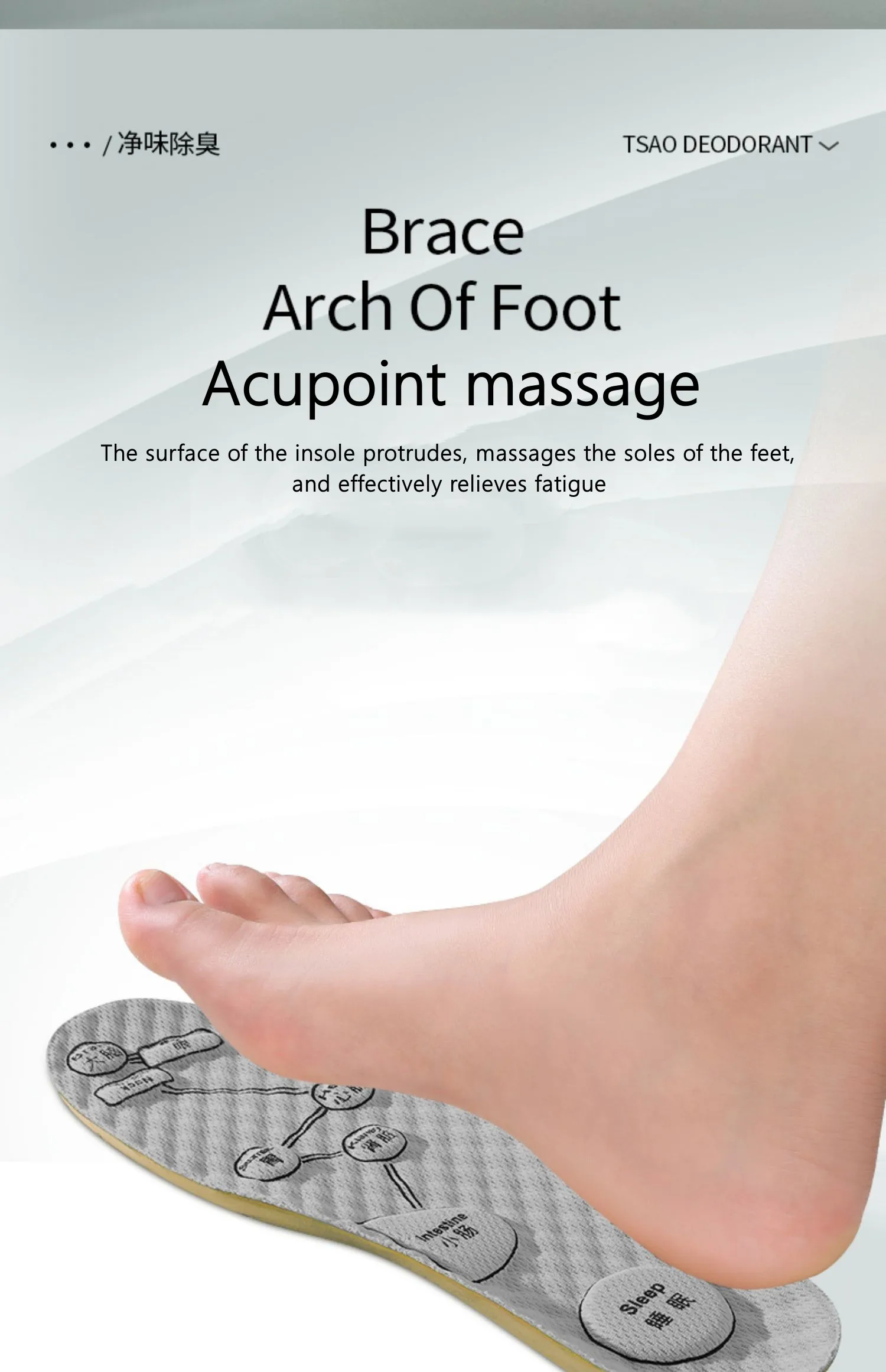 Deodorant Gesunde Einlegesohlen für Schuhe Massage Akupunkturpunkte Arch Support Plantarfasziitis Vorlage Einlegesohle Männer Frauen Schuhsohle Pads – Detail 7