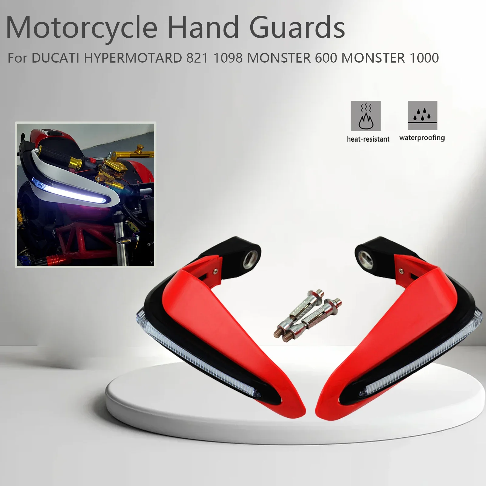 Motocross LED Handguard Protective Gear For DUCATI HYPERMOTARD 821 1098 MONSTER 600 MONSTER 1000 Motorcycle Hand Guards Lights