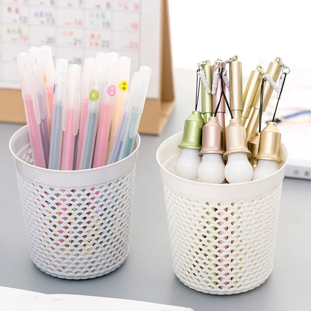 

6pcs Makeup Brush Storage Container Hollow Design Desktop Pen Holder Plastic Stationery Basket Creative Pen for Office