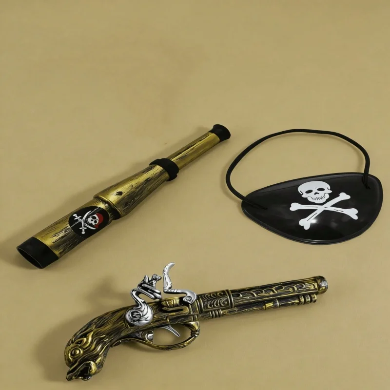 Pcs Per Set Pirate Role Play Props with Toy Short Gun Telescope Eye Patch, Costume Accessories for Game Cosplay Holiday Party Gi