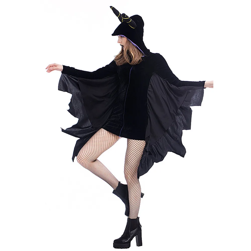 Schwarz böse Vampir Fledermaus Kostüm Erwachsenen Halloween Tier Cosplay Schlaf Fluch Winkel Fledermaus Kostüm