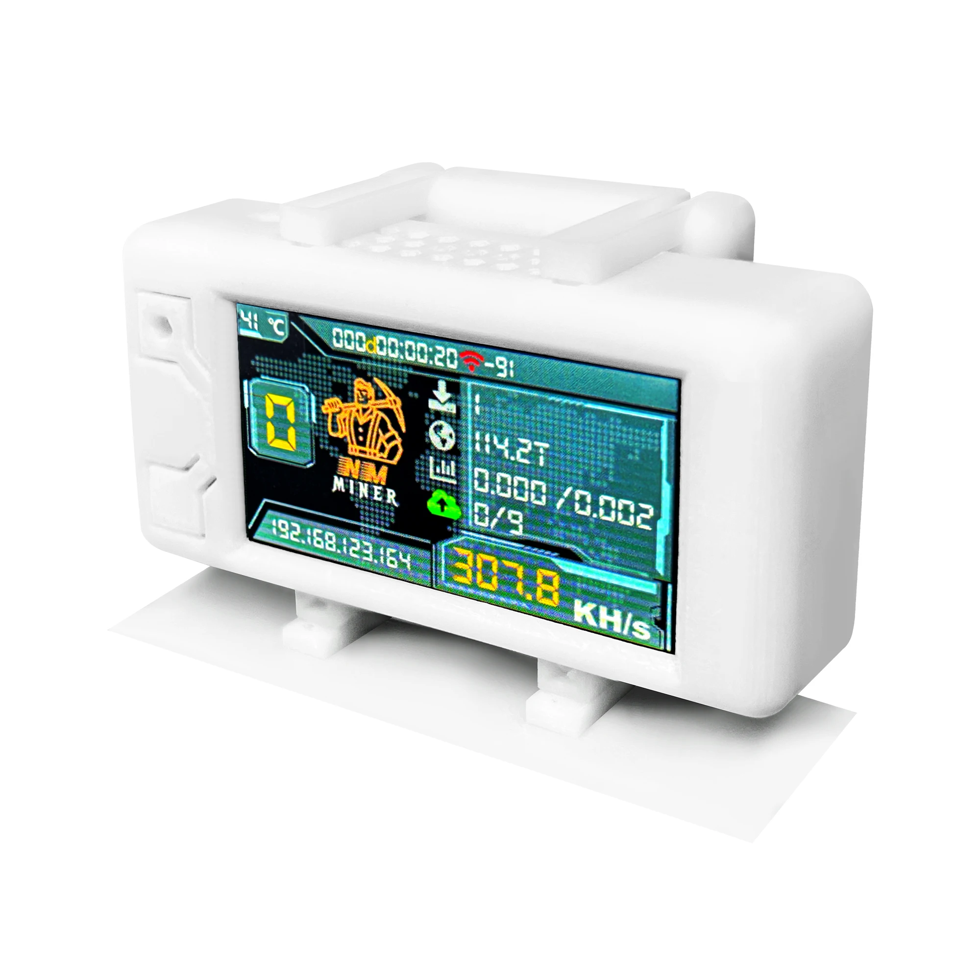 هيلتيك ﻿   Bitcon Nerd Miner BTC Crypto Solo Lottery 310KH/s ESP32 Vision Master T190 مع غلاف أبيض Win BTC WiFi BLE اتصال