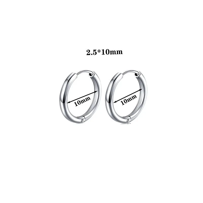 2.5mm 8 10 12 14 16 18 20 mm Mini Trendy Brief Round Circle Stainless Steel Hoop Earrings For Men Women Classic Jewelry