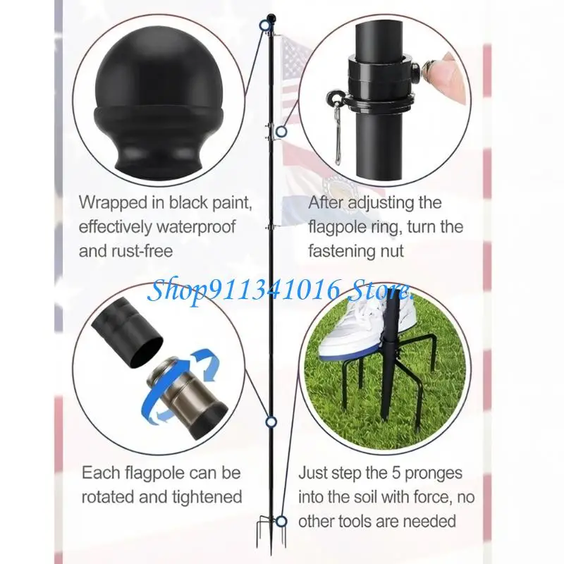  Improved 5 Leg Flag Base For Wind Resistance And Secure Ground Attachment