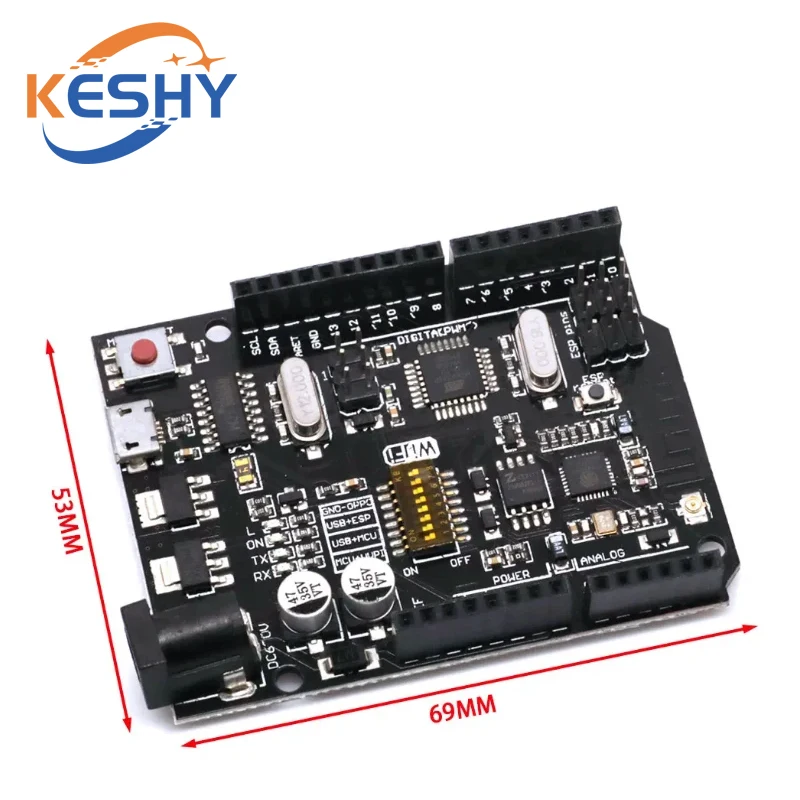 UNO + WiFi R3 ATmega328P + ESP8266 CH340 (memoria de 32Mb) 6V-9V USB-TTL CH340G para placa de desarrollo Arduino NodeMCU WeMos One