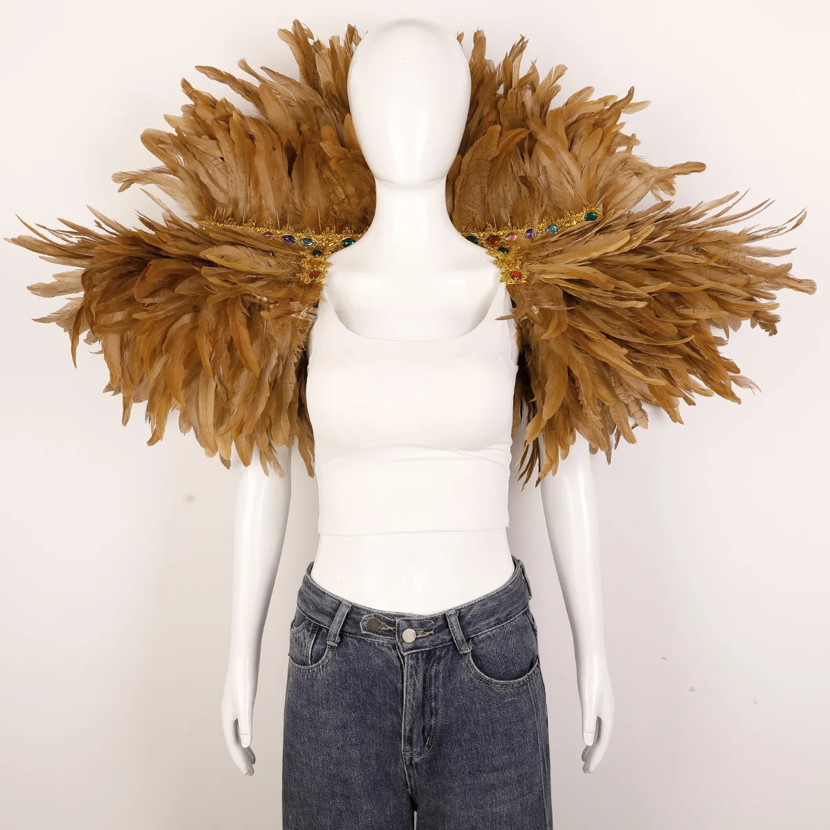 Feder Schal Halloween Karneval Kostüm Runway Leistung Ball Weste Schal Mantel Party Schal Cosplay Frau Schal – Detail 21