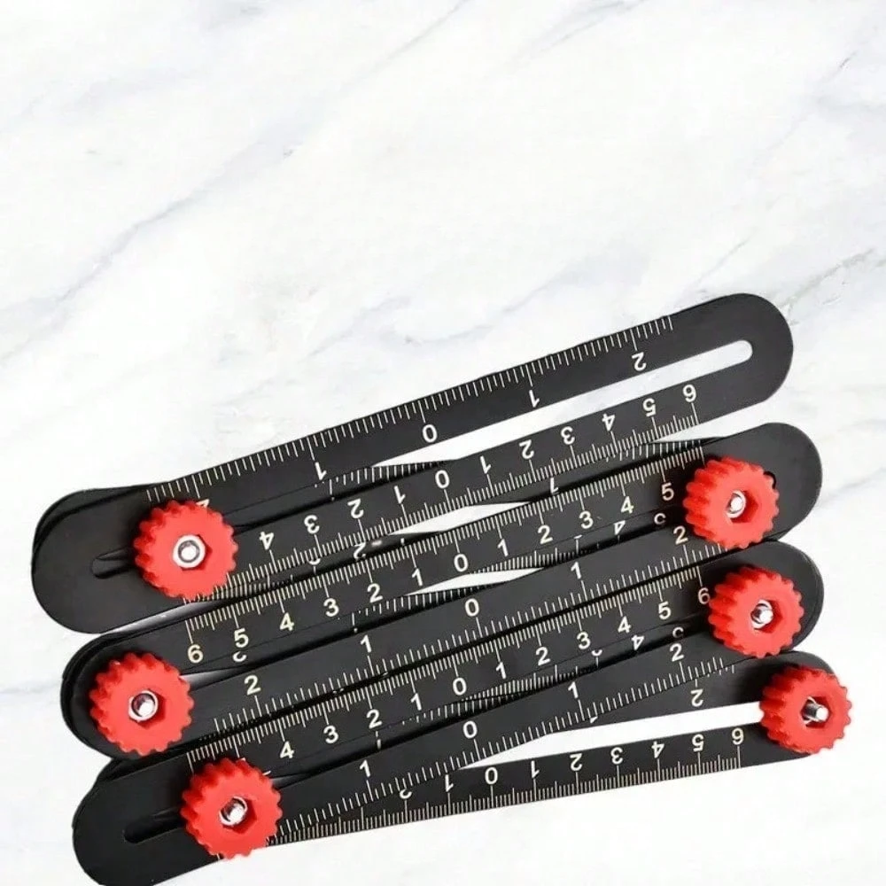 Aluminum Alloy Angle Ruler Finder, 6 Fold Set Measuring Ruler, Perforated Mold Template Tool, Locator Drill Guide Tile Hole