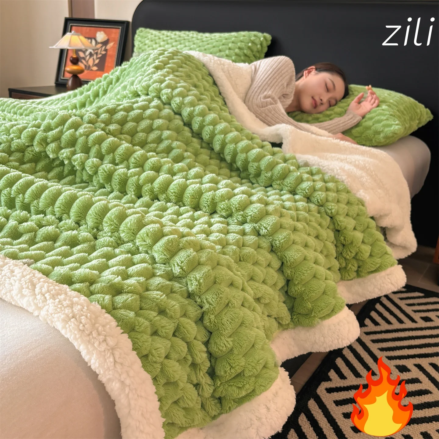 Fall Winter Thickened Encryption Artificial Lambswool Blanket Warm Skin-friendly Cloud Touch Fluffy Cozy Multi-Purpose Blankets