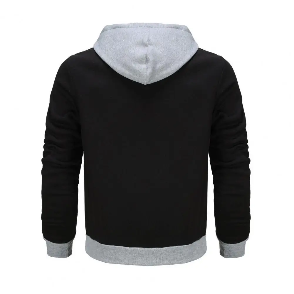 Men Long Sleeve Hoodie Men Urban Style Hoodie Men's Fall Winter Hoodie Sport Jacket with Drawstring Closure Elastic Cuff Solid