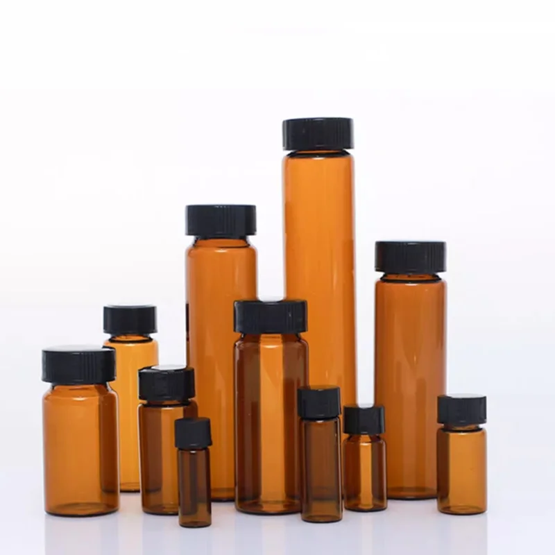 2ml To 60ml Amber Lab Glass Sample Bottles Brown Screw-mouth Essential Oil Bottle Lab Vial Chemistry Glassware