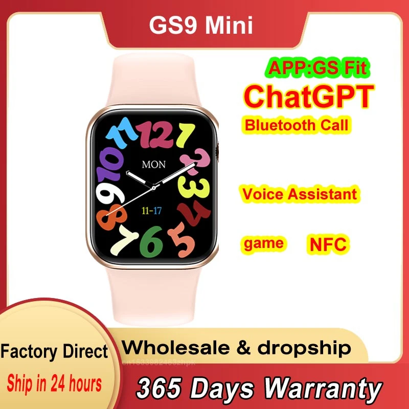 ChatGPT GS9 Mini Smart Watch Women 1.77 inch 41MM Small Bluetooth Call Voice Assistant IP67 Waterproof Sport Smartwatch Lady