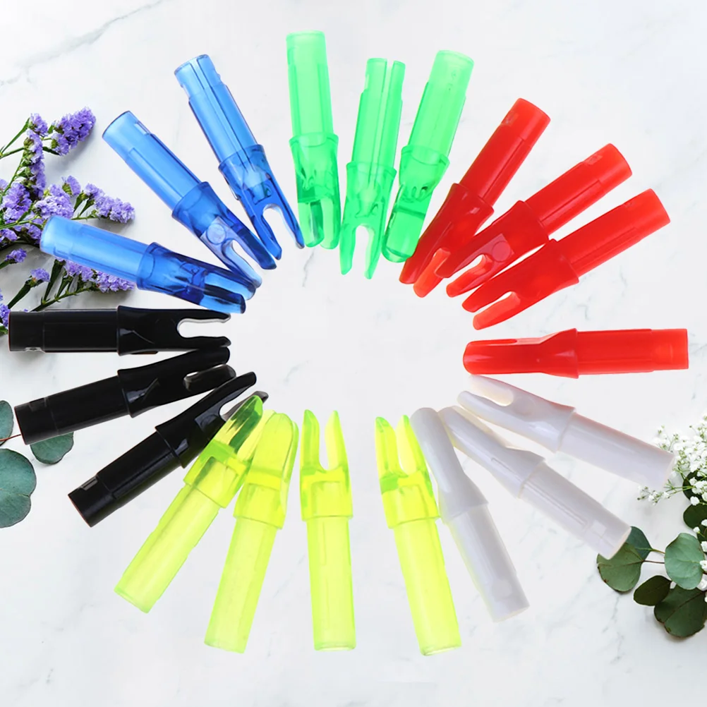 1 Set 20pcs Archery Hunting Compound Bow Plastic Arrow Insert Arrow Tail Sleeve Fitting 62mm (Mixed Color)