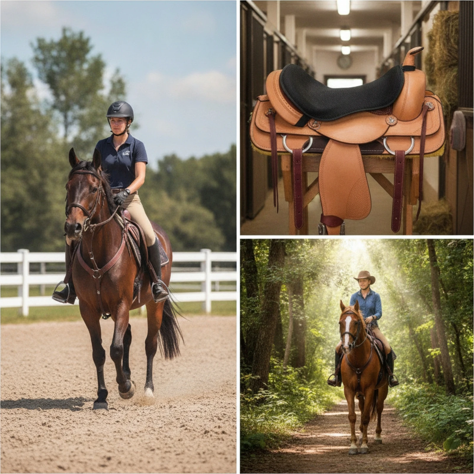 Horse Saddle Pad Cushioned Contoured Saddle Pad Tack Shock Absorbing Long-Lasting for Riders, Equestrian Training, Trail Riding