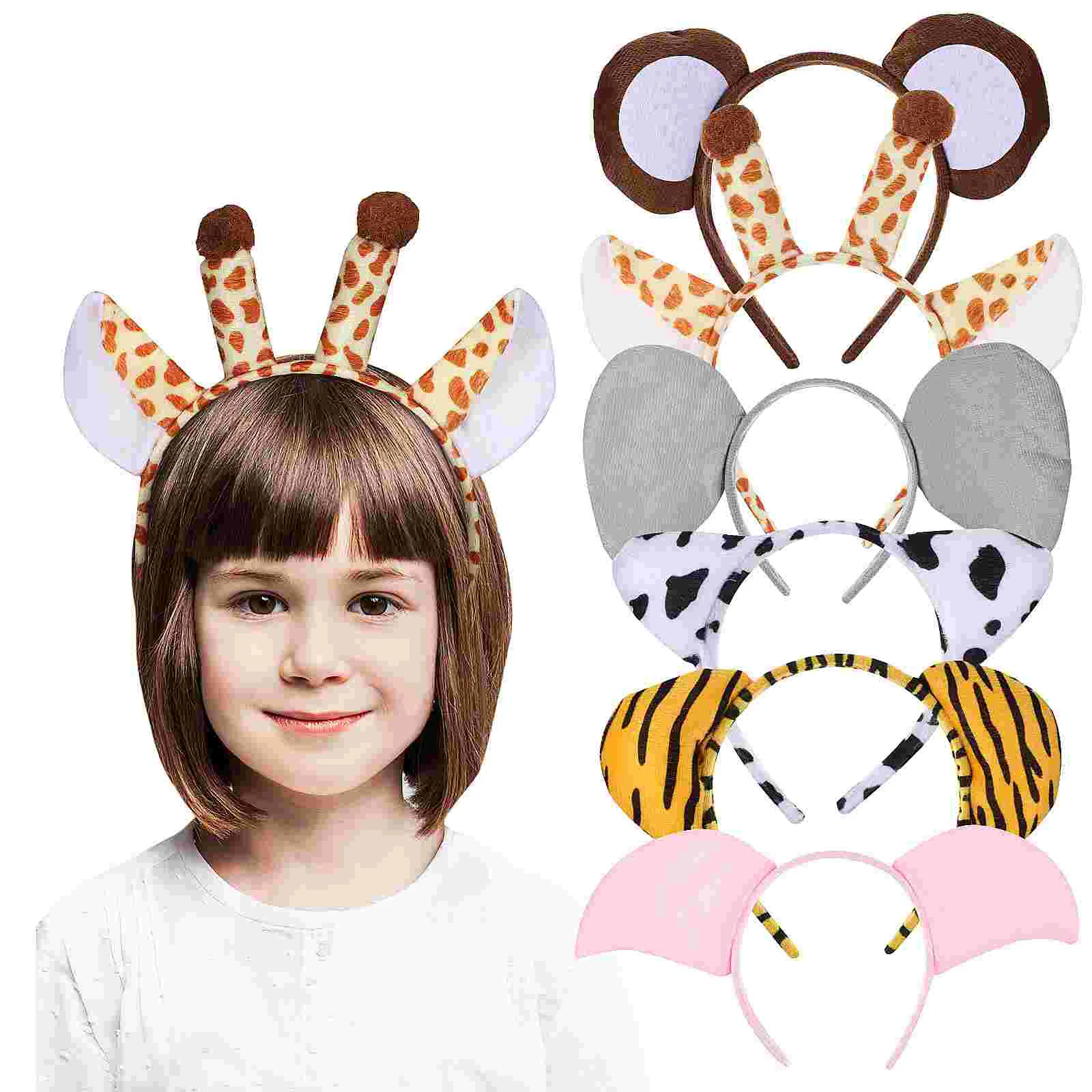 

6 Pcs Animal Headwear 6-piece Set Funny Headbands for Women Unique Hairbands Fabric Headdress Headgear Cartoon Cute Adult
