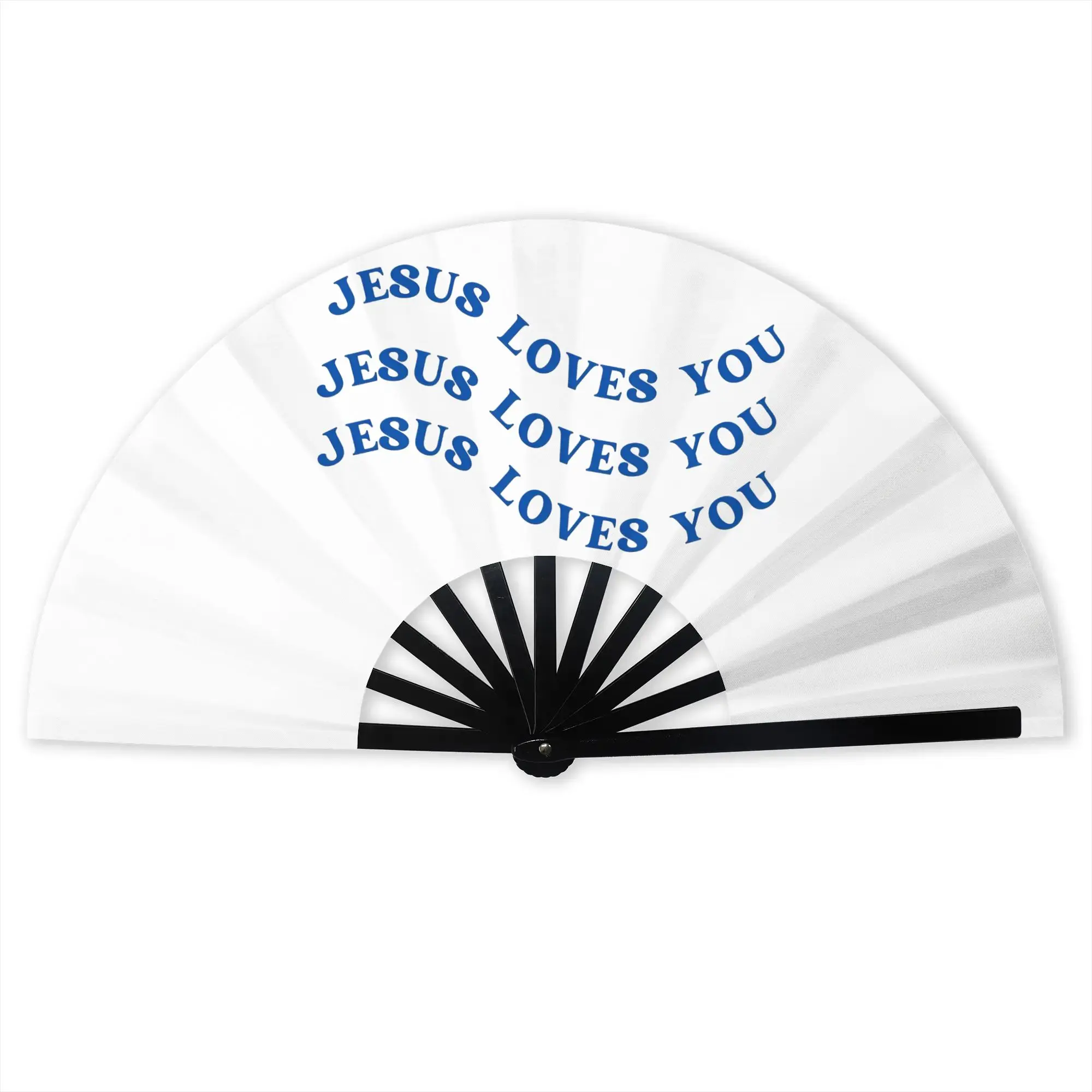 Customized Jesus Portable Pocket Fan Outdoor  Polyester Folding Fan Chinese Dance Handheld Cooling Fans