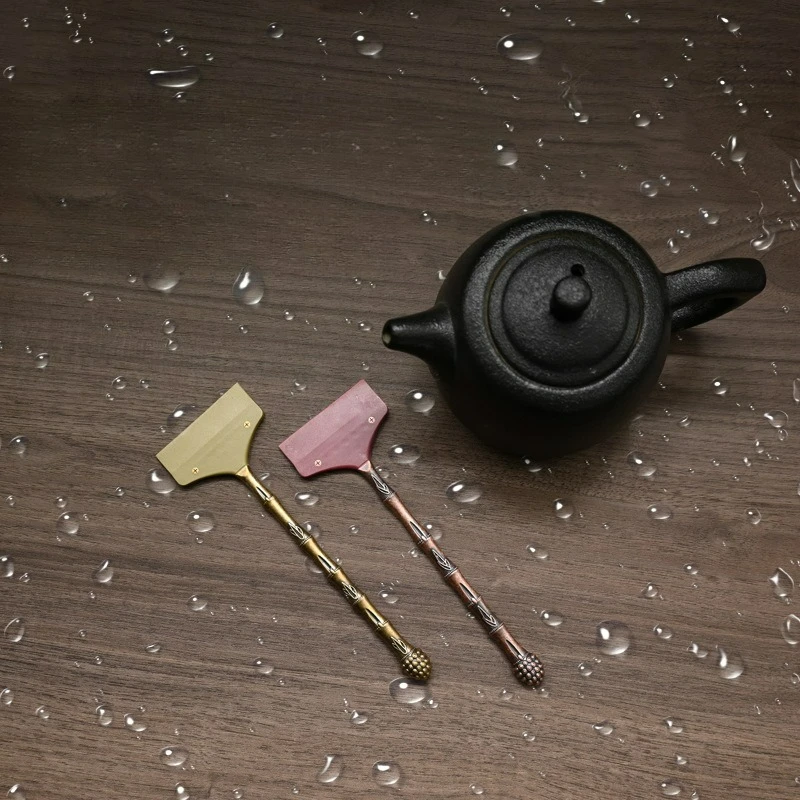 Tea Set Wiper Tea Brush Tea Tray Water Sweeper Tea Sweep Pure Copper Tea Knife Tea Scraping Tea Ceremony Accessories
