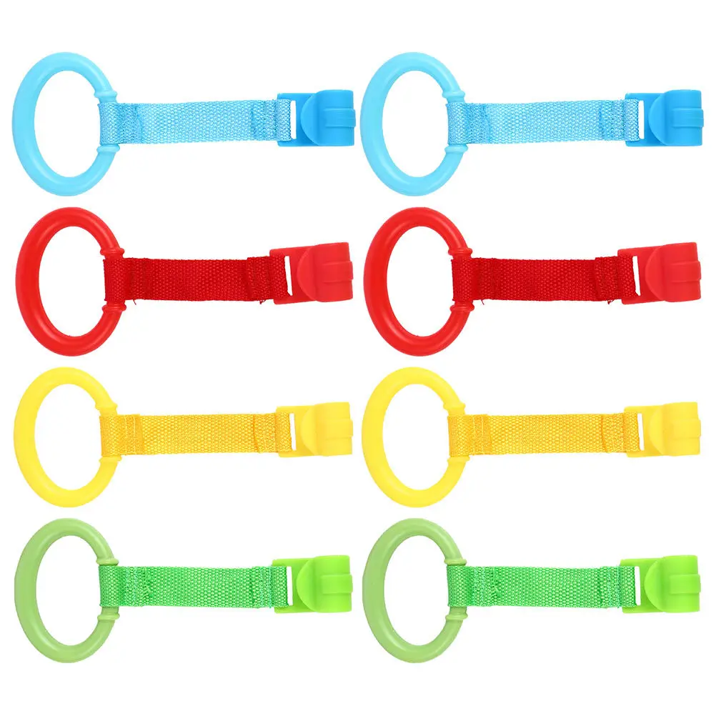 

8pcs Baby Pull Ring Strong Durable Safe For Crib Cot Toddler Hand Grip Portable Infant Stand Up Support Learning Standing Aid