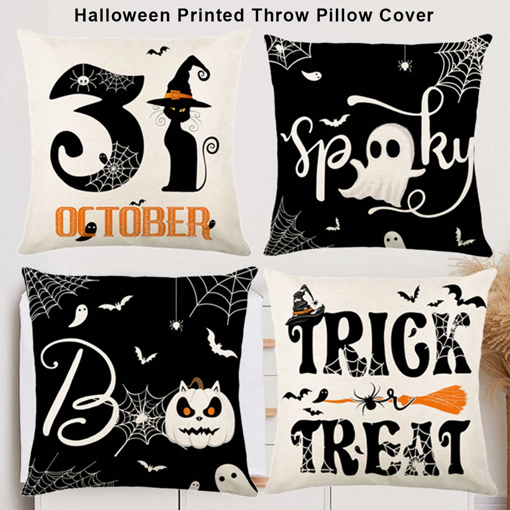 Cushion Cover 45x45 Pillow Case Set of 4 Moisture-wicking Pillow Covers For Halloween Decorative Throw Pillow Cover Comfortable