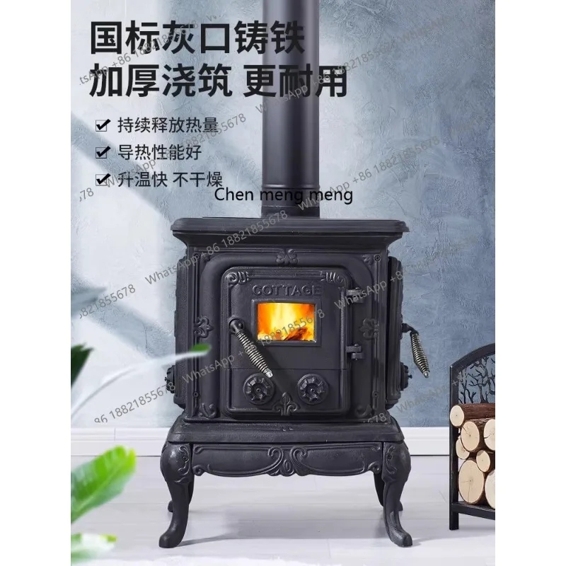 Cast iron fireplace real fire household firewood burning living room heating bed and breakfast villa