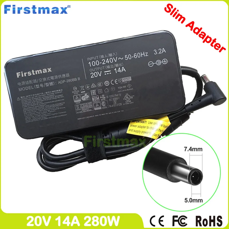 20V 14A 280W AC Adapter for MSI Gaming Laptop Charger GP75 Leopard 9SF MS-17E2 9SFSK MS-17E7 GP65 Leopard 9SF MS-16U1 A18-280P1A