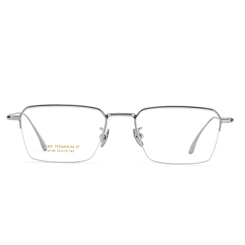 New Ultra-light Pure Titanium Glasses Frame Fashion Half-Rim Business Men Square Eyeglasses And Vintage Luxury Women Spectacle