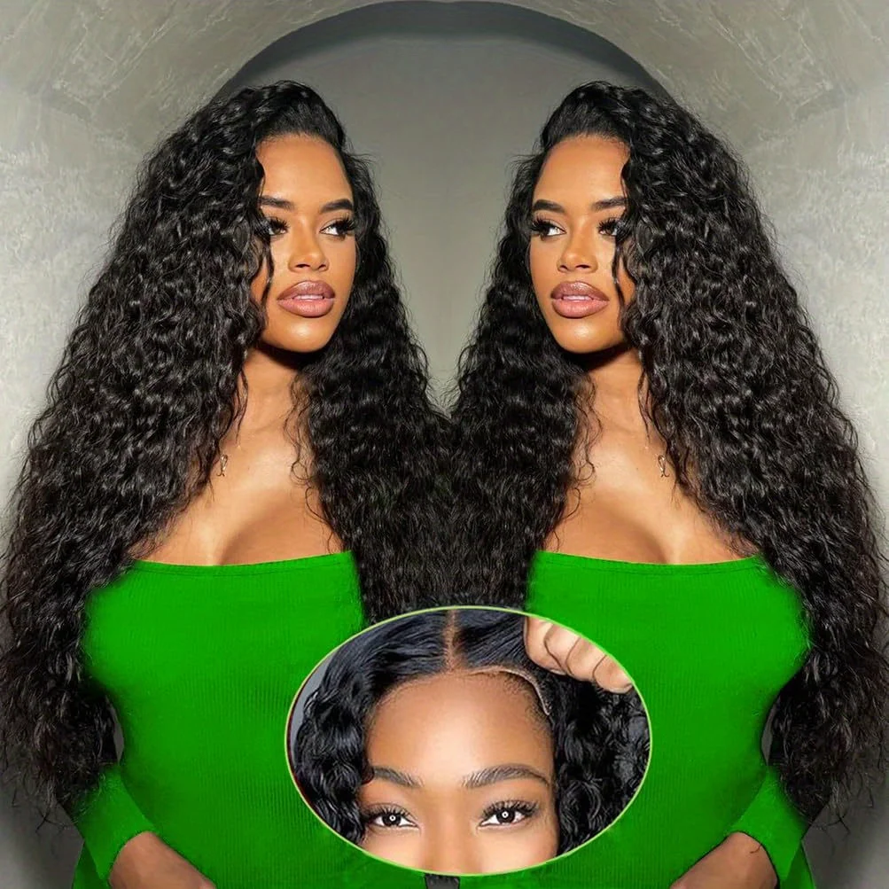 

5*5 HD Transparent Lace Frontal Wigs Human Hair Deep Wave Lace Front Wigs Human Hair Pre Plucked 200% Density Natural Hairline