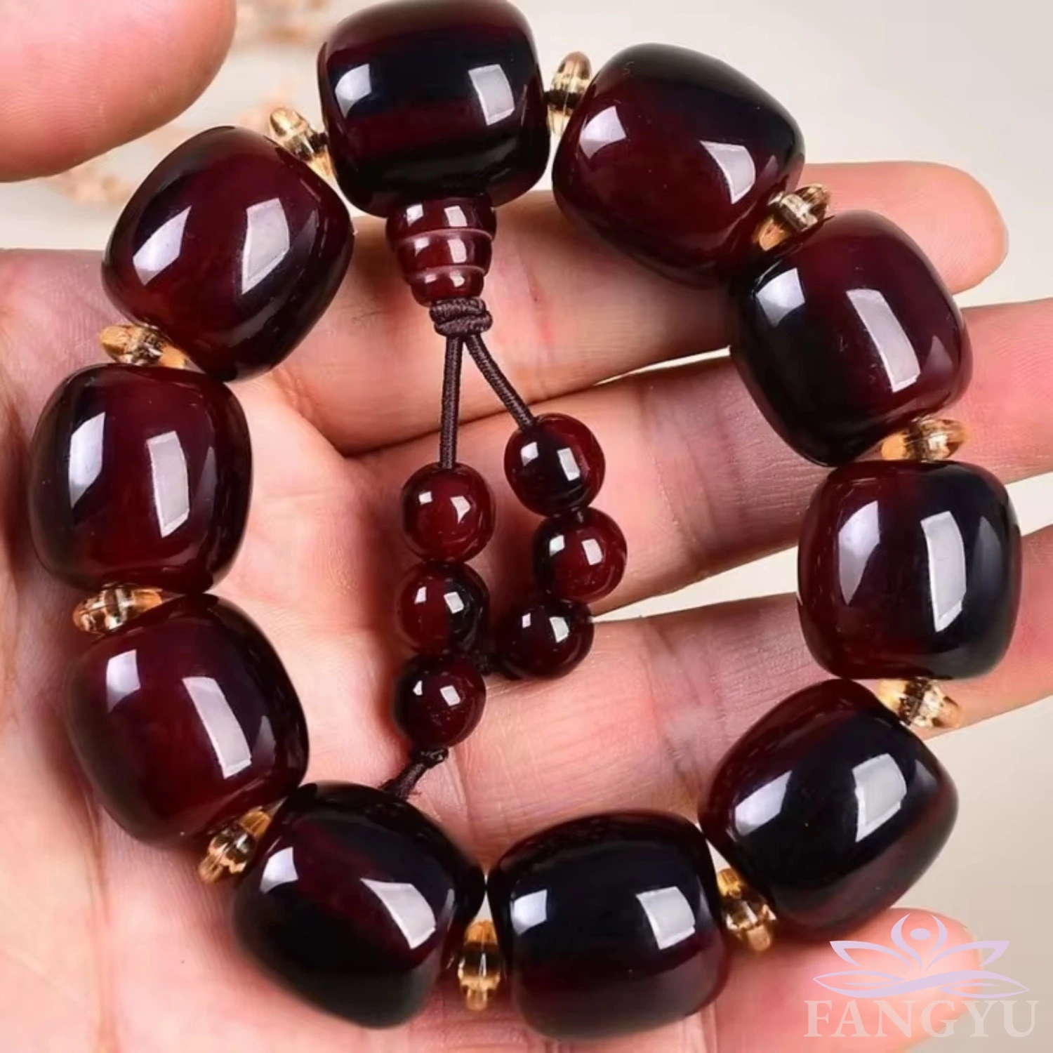 Collection Authentic Tibetan Yak Horn Buddha Beads Bracelet for Middle-aged Bloodshot Hand String Body Sufficient Blood Elastic