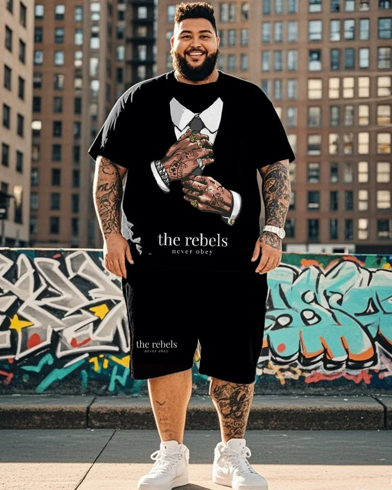 

S-9XL large size men's suit - personalized short-sleeved T-shirt and shorts two-piece suit Pants