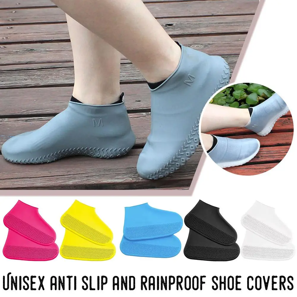 

1 Pair Waterproof Non-slip Silicone Shoe High Elastic Wear-resistant Unisex Rain Boots for Outdoor Rainy Day Reusable Shoe L6N4