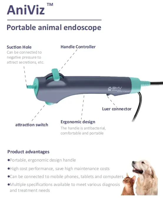 2.8mm Por    Video Flexible Pet Vet  Bronchoscope for Animal Dog Cat Veterinary Instrument for Clinic Veterinary