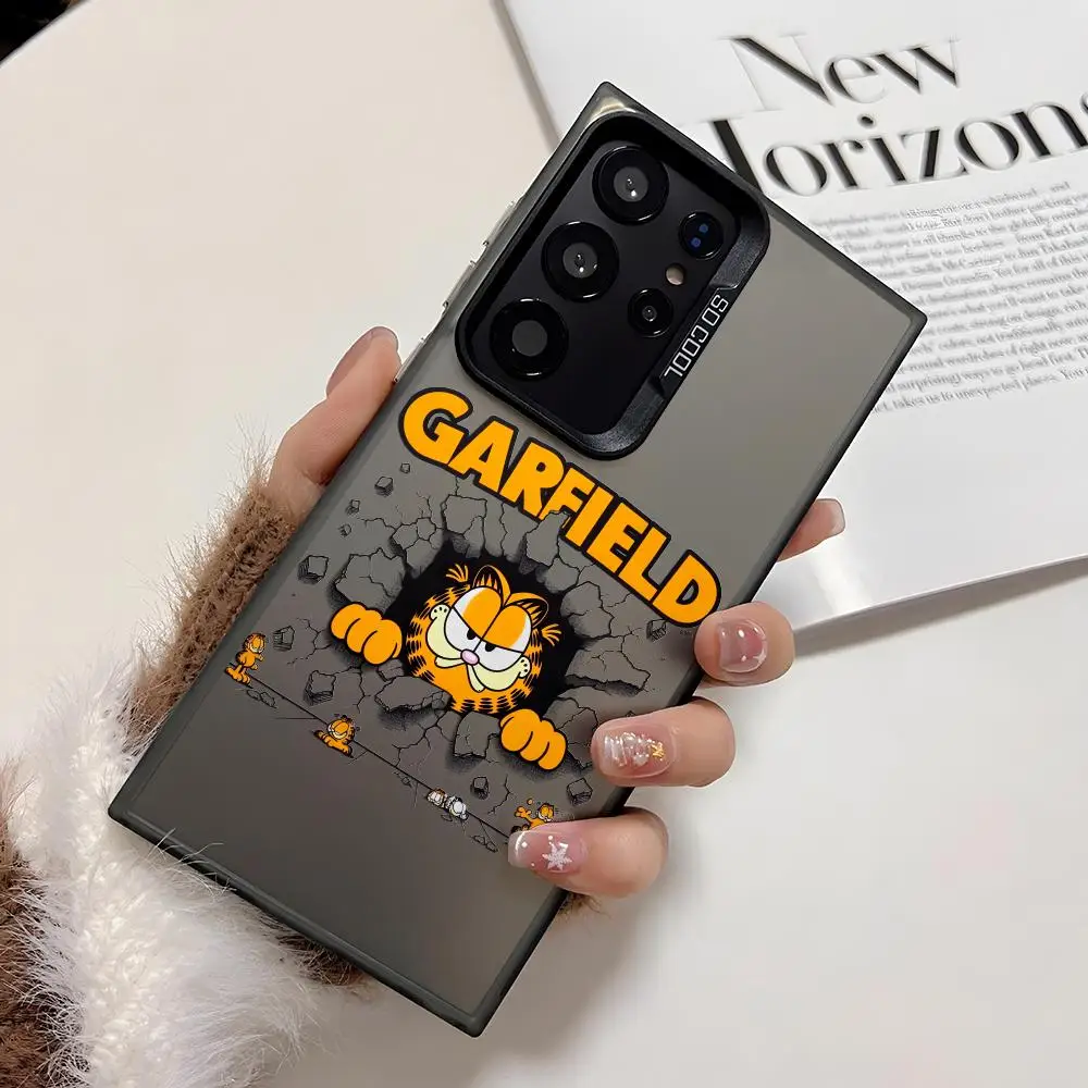 G-garfields Anime mignon coque de téléphone pour Samsung Galaxy S25 Edge S24 S23 S22 S21 S20 Ultra Funda Silicone argent couverture