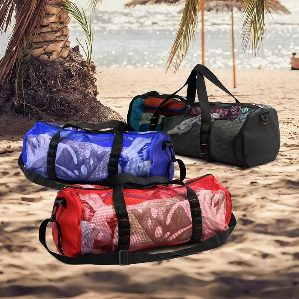 

Foldable Mesh Dive Bag Breathable Lightweight Mesh Travel Duffle Adjust Shoulder Strap Quickly Dry Oversized Beach Gym Bag Fins