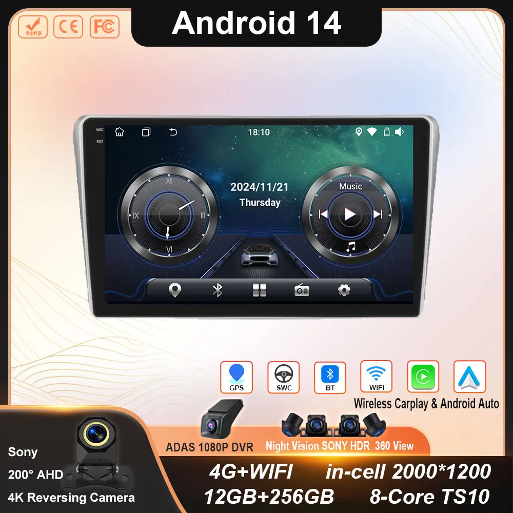 

Carplay Android Auto Car Radio for Toyota Avensis T25 2002 2003 2004 2005 2006 2007 2008 GPS Autoradio 4GLTE DSP RDS QLED WIFI