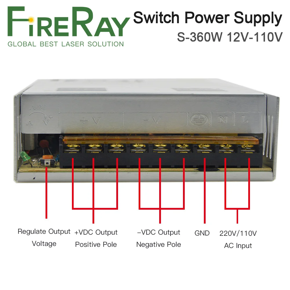 FireRay 360W Switch Power Supply S-360W DC12V-110V Single Output for Laser Machine