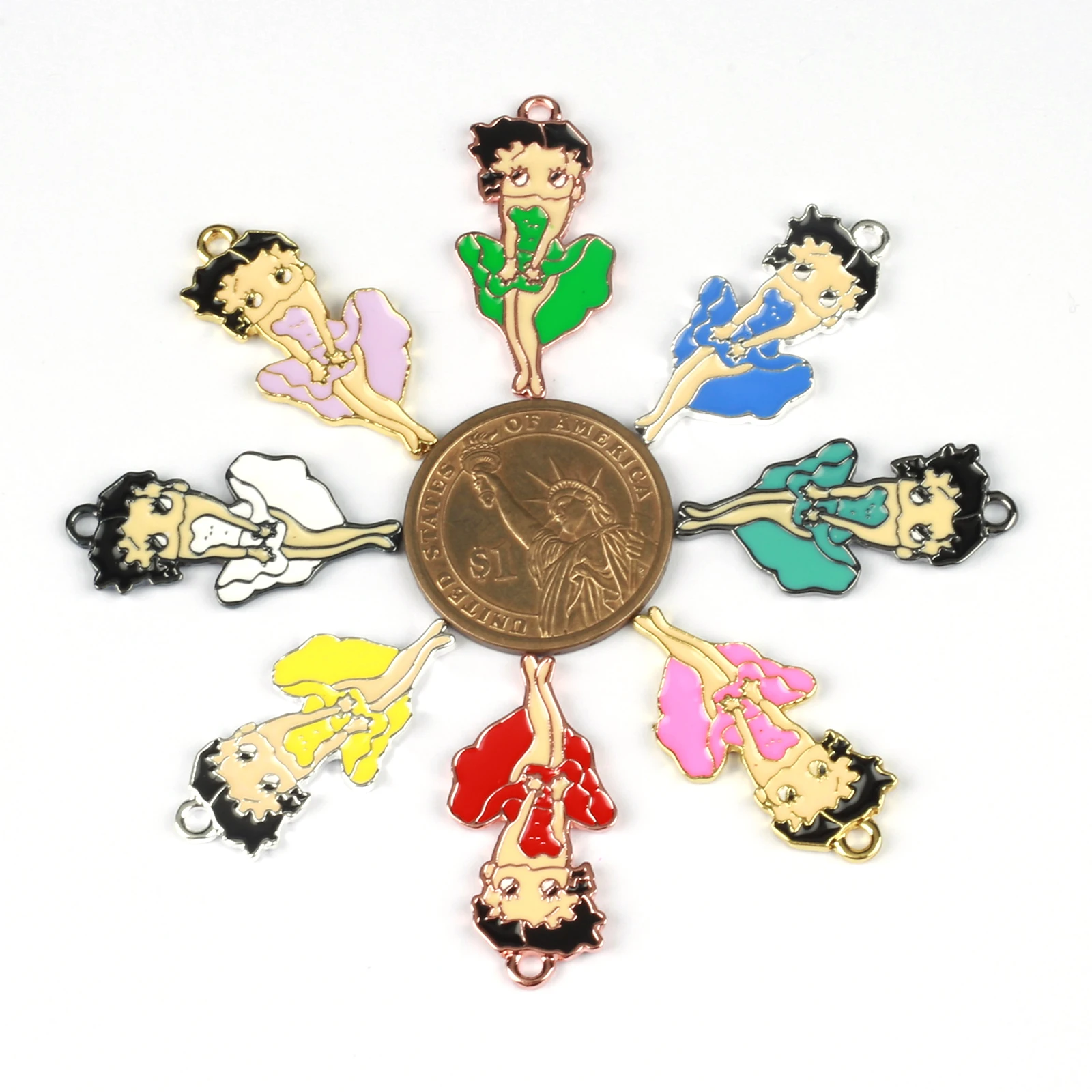 10pcs Alloy Girl Betty Charms Fit For DIY Jewelry Making DGR003-DGR006