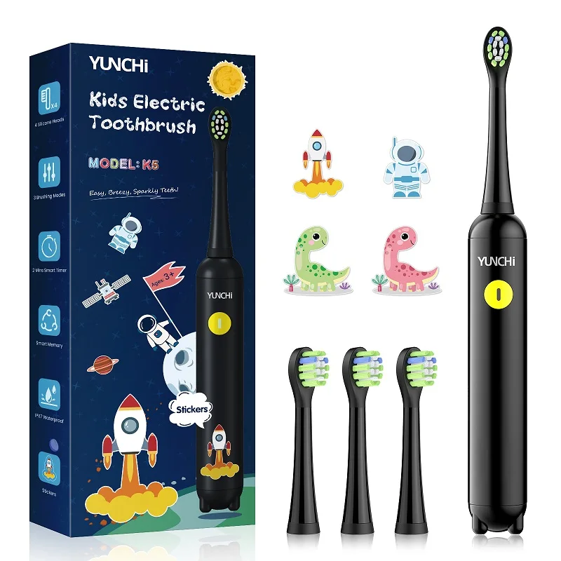 Yunchi Customized K5 Electric Toothbrush 4 Sets Of Brush Head 1 Dust Cap Carton Packaging 1 Charging Line 4 Stickers