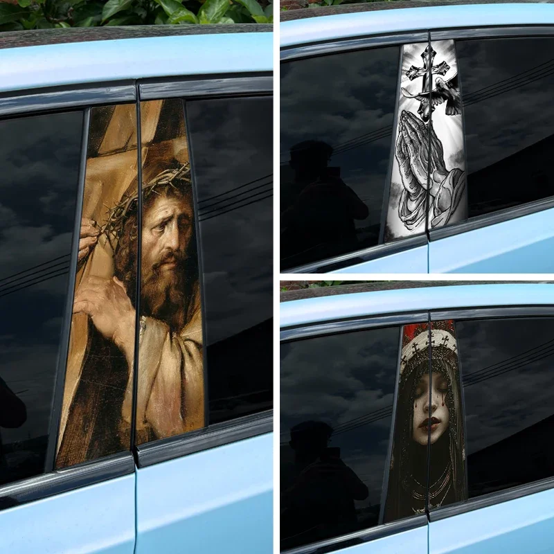 1PC Christian Cross Car Stickers Auto B Pillar Waterproof Decoration Cover Scratches DIY Car Doors Pillar Sunscreen Vinyl Decals