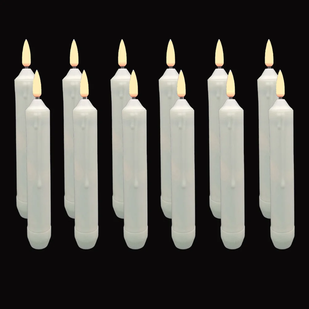 

12Pcs Operated Candles Chic Romantic Atmosphere No Clean Needed Selected Material Durable Flameless Taper Candles