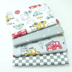 Syunss Cartoon Gray Car Grid Printed Cotton Fabric DIY Tissue Patchwork Telas Sewing Baby Toy Bedding Quilting Tecido The Cloth