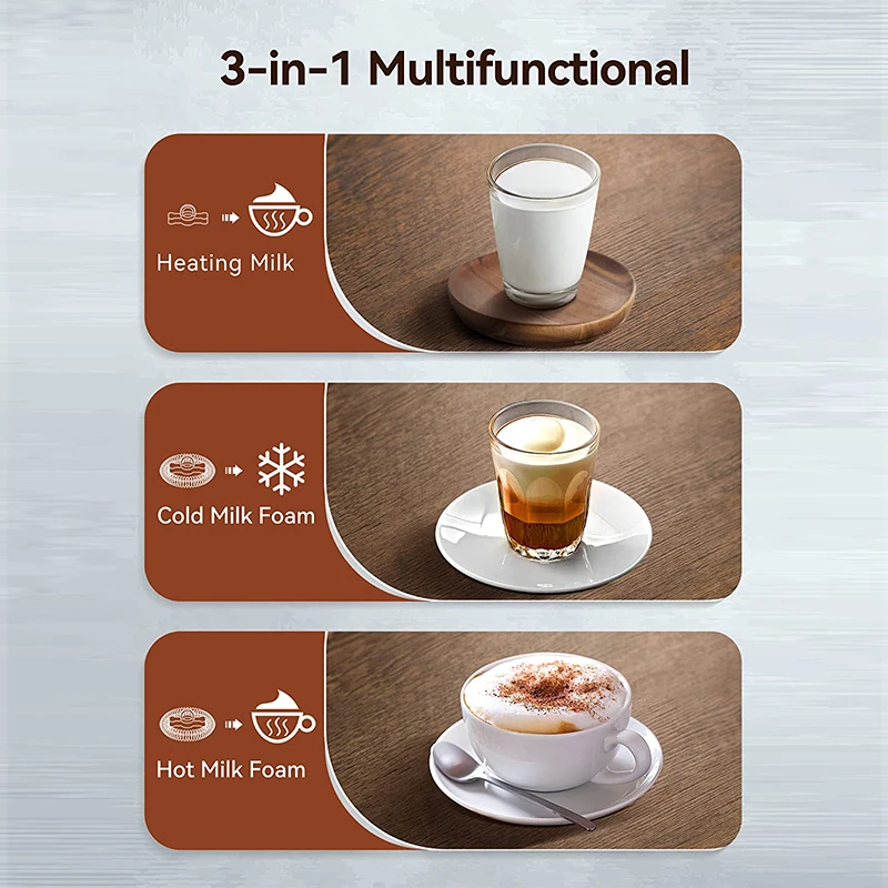 Electric Portable Battery Mini Milk Frother Automatic Stainless Steel Milk Steamer