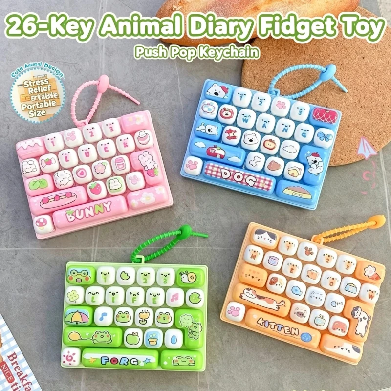 26Grid Keycap Clicker Fidget Toy Anti Stress Decompression Button Cartoon Keychain Hand Relax Party Favor Gift